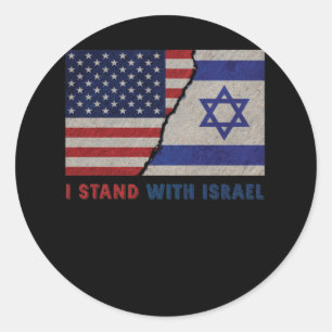 Sticker Rond Je me tiens avec Israël Patriotic USA et Israël Dr