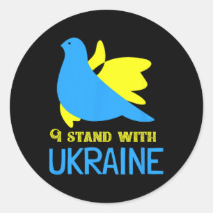 Sticker Rond Je me tiens avec la colombe de la paix ukrainienne