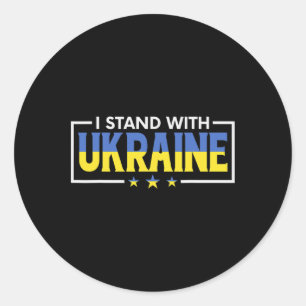 Sticker Rond Je me tiens avec la fierté de l'Ukraine Vintage ré