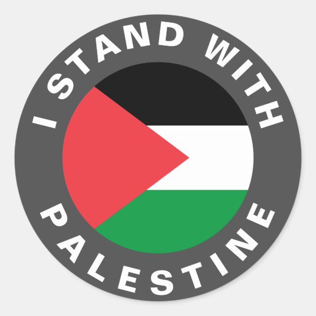 Sticker Rond Je me tiens avec le drapeau de la Palestine person (Devant)
