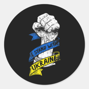 Sticker Rond Je me tiens avec le ruban de pouvoir du drapeau de