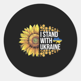 Sticker Rond Je me tiens avec Ukraine Tournesol Ukraine Paix Ho