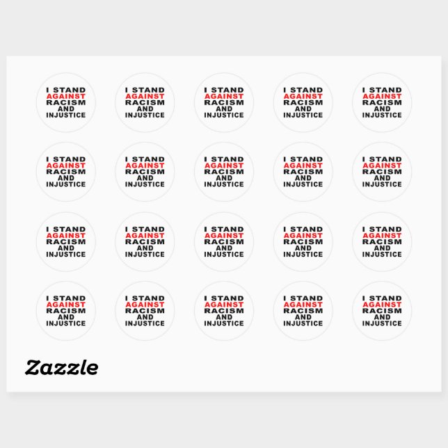 STICKER ROND JE M'OPPOSE AU RACISME ET À L'INJUSTICE (Feuille)
