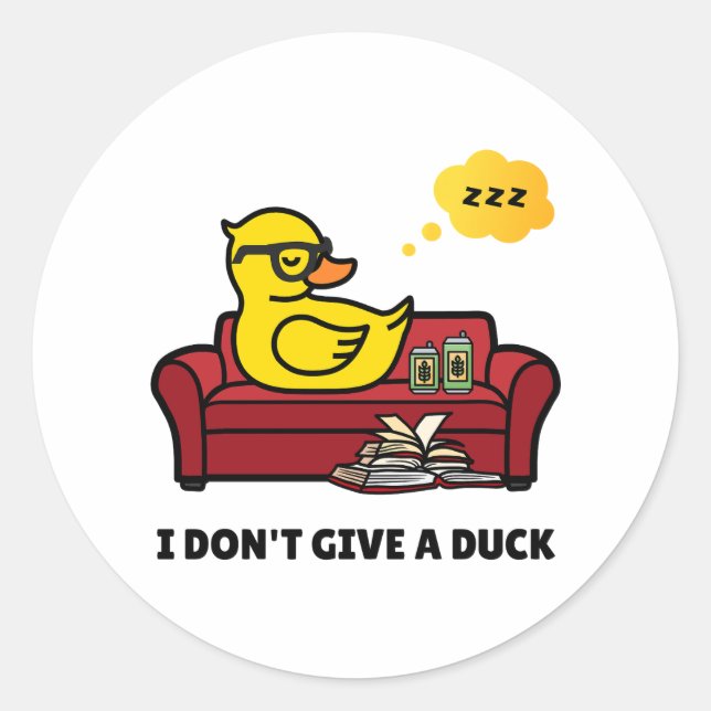 Sticker Rond Je ne donne pas un chevalet rond de canard (Devant)