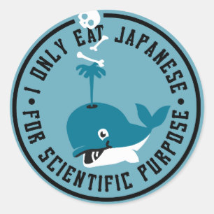 Sticker Rond Je ne mange que du japonais à des fins scientifiqu