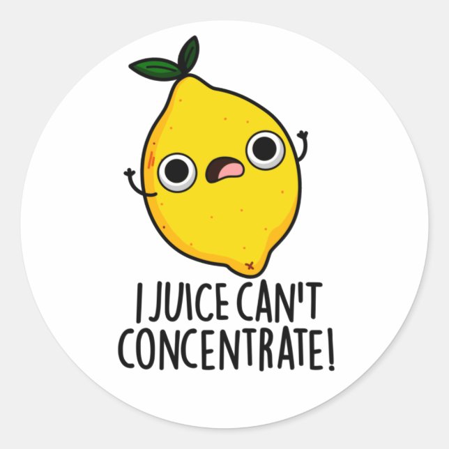 Sticker Rond Je ne peux pas concentrer le jeu de citron drôle (Devant)
