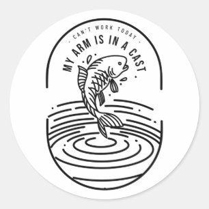 Sticker Rond Je ne peux pas travailler aujourd'hui, mon bras es
