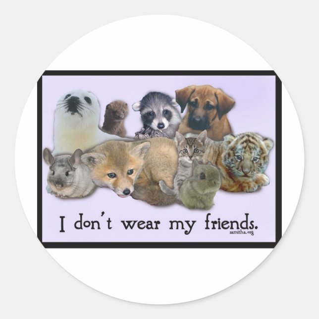 Sticker Rond Je ne porte pas mes amis (Devant)