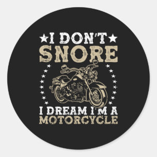 Sticker Rond Je ne ronfle pas, je rêve que je suis un passionné