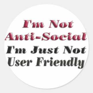 Sticker Rond Je ne suis pas anti-social
