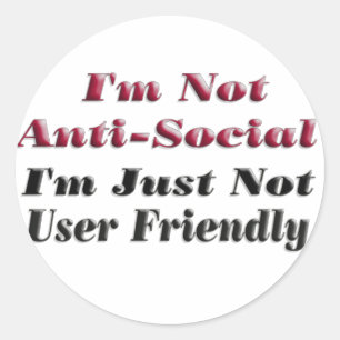 Sticker Rond Je ne suis pas antisocial