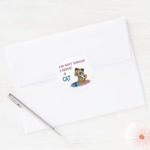 Sticker Rond Je ne suis pas célibataire j'ai un chat Drôle chat