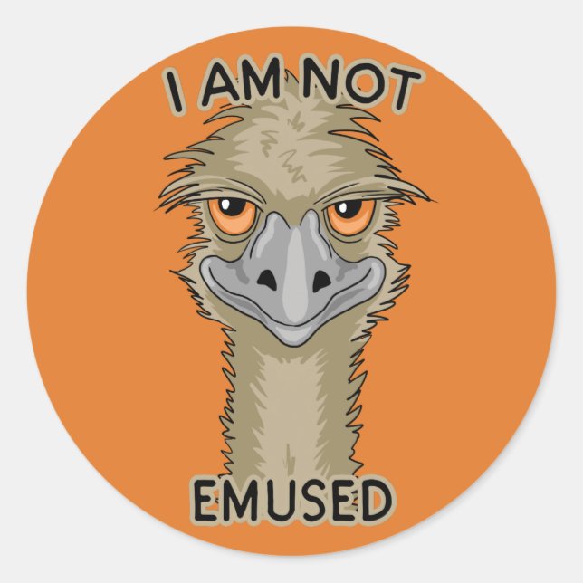 Sticker Rond Je Ne Suis Pas Emusé Drôle Emu Pun | Orange (Devant)