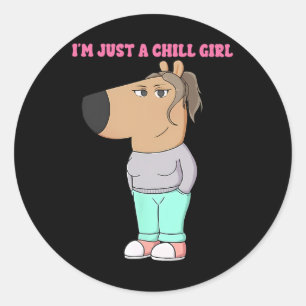 Sticker Rond Je ne suis qu'une fille de frissons mème drôle fro