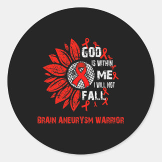 Sticker Rond Je ne tomberai pas BRAIN ANEURYSM guerrier