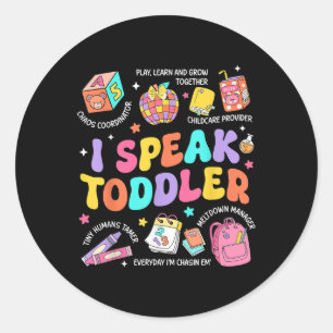 Sticker Rond Je Parle Toddler Enseignant Pré K Retour À L'École