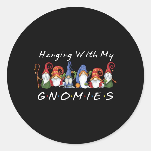 Sticker Rond Je Passe Avec Mes Gnomies Gnome Friend (Devant)