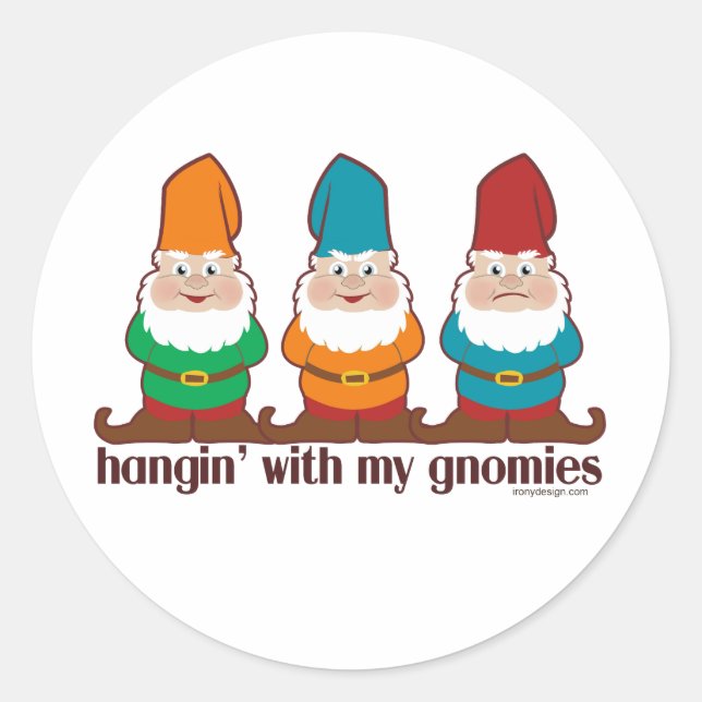 Sticker Rond Je Pense À Mes Gnomes (Devant)