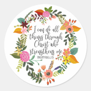 Sticker Rond Je peux faire tout par le Christ Philippiens
