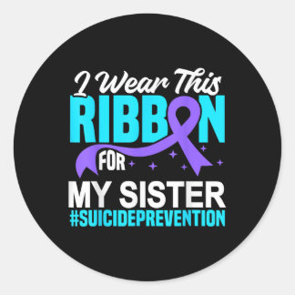 Sticker Rond Je Porte Ce Ruban Pour Ma Soeur La Prévention Du S