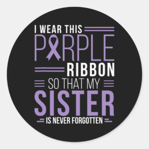 Sticker Rond Je Porte Ce Ruban Violet Surdose Jour G
