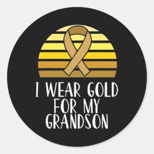 Sticker Rond Je porte de l'or pour ma petite fille Cancer Aware