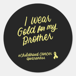 Sticker Rond Je porte de l'or pour mon frère Lauréat du cancer 