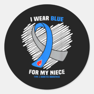 Sticker Rond Je porte du bleu pour la sensibilisation au diabèt