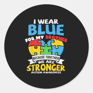 Sticker Rond Je Porte Du Bleu Pour Ma Sensibilisation sur l'aut