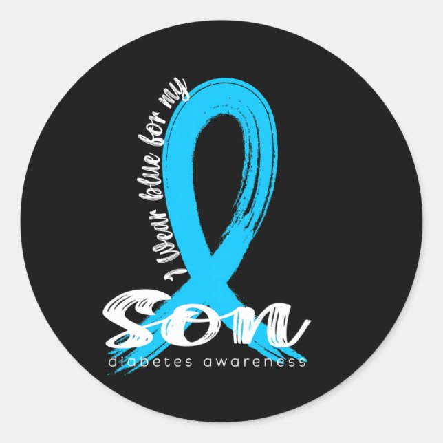 Sticker Rond Je Porte Du Bleu Pour Mon Fils Sensibilisation Dia (Devant)
