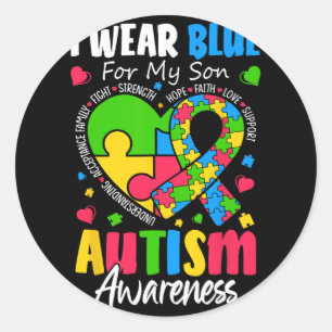Sticker Rond Je Porte Du Bleu Pour Mon Fils Sensibilisation sur