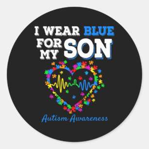 Sticker Rond Je Porte Du Bleu Pour Mon Fils Sensibilisation sur