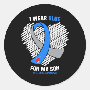 Sticker Rond Je Porte Du Bleu Pour Mon Fils Type 1 Sensibilisat