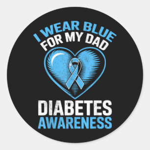 Sticker Rond Je porte du bleu pour mon père, sensibilisation au