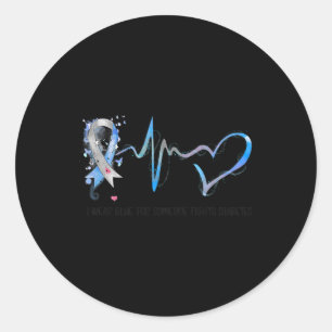 Sticker Rond Je Porte Du Bleu Pour Quelqu'Un Lutte Contre Le Di