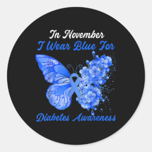 Sticker Rond Je Porte Du Bleu Pour Sensibiliser Au Diabète Du R