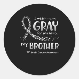 Sticker Rond Je Porte Du Gris Pour La Sensibilisation Au Cancer