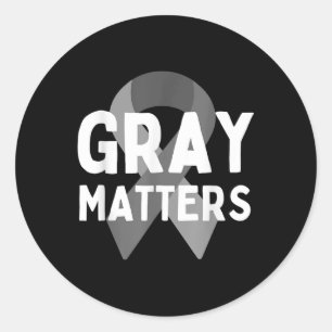 Sticker Rond Je Porte Du Gris Pour Sensibilisation À La Tumeur 