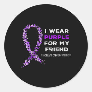 Sticker Rond Je Porte Du Purple Pour Ami Pancréatique Cancer Aw