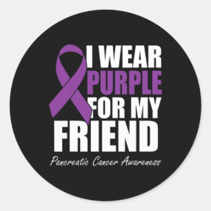 Sticker Rond Je Porte Du Purple Pour Mon Ami Cancer Pancréatiqu
