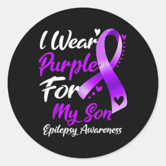 Sticker Rond Je Porte Du Purple Pour Mon Fils Cadeaux De Sensib