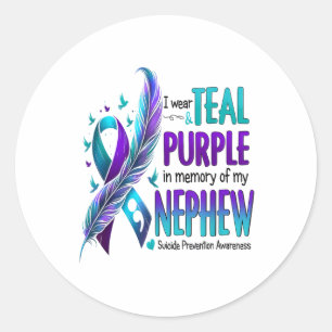 Sticker Rond Je Porte Du Purple Turquoise En Mémoire De Mon Sui
