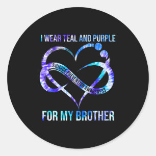 Sticker Rond Je Porte Du Purple Turquoise Pour La Prévention Du