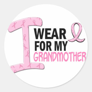 Sticker Rond Je Porte Du Rose Pour Ma Grand-Mère 21 CANCER DU S