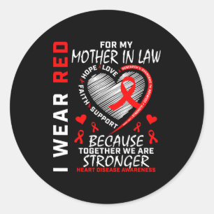 Sticker Rond Je Porte Du Rouge Pour La Maladie Cardiaque De Ma