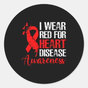 Sticker Rond Je porte du rouge pour la sensibilisation à la mal