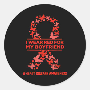 Sticker Rond Je Porte Du Rouge Pour La Sensibilisation à La Mal