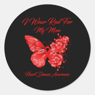 Sticker Rond Je Porte Du Rouge Pour Ma Mère Sensibilisation Aux