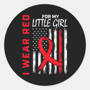 Sticker Rond Je porte du rouge pour ma petite fille Maladie car