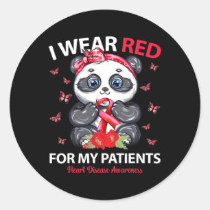 Sticker Rond Je Porte Du Rouge Pour Mes Patients Sensibilisatio